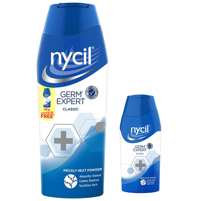 Nycil Germ Expert Classic Prickly Heat Powder with Nycil 50gm Germ Expert Talc Free - Classic Derma