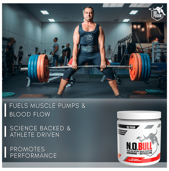 Bull Pharm N.O.Bull 1000mg Nitric Oxide Booster Arginine + Citrulline for Muscle Growth, Vascularity & Extra Strength Tablet