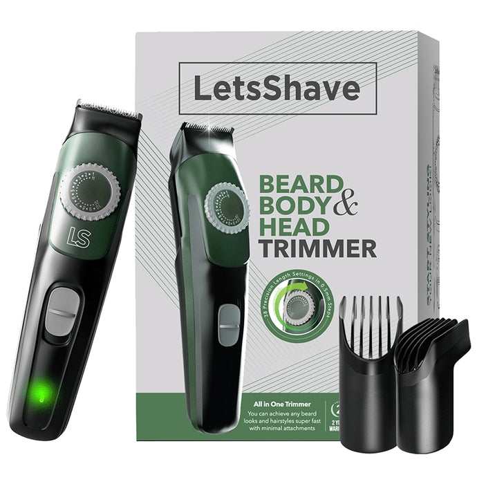 LetsShave Head Body & Beard Trimmer for Men Kit - Classic Derma