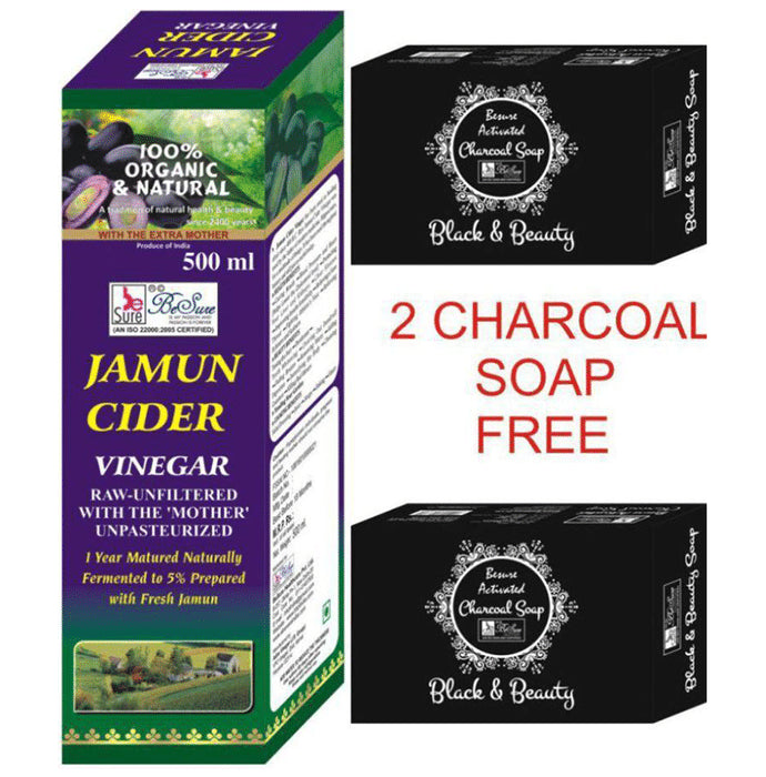 BeSure Jamun Cider Vinegar with 2 Charcoal Soap Free - Classic Derma