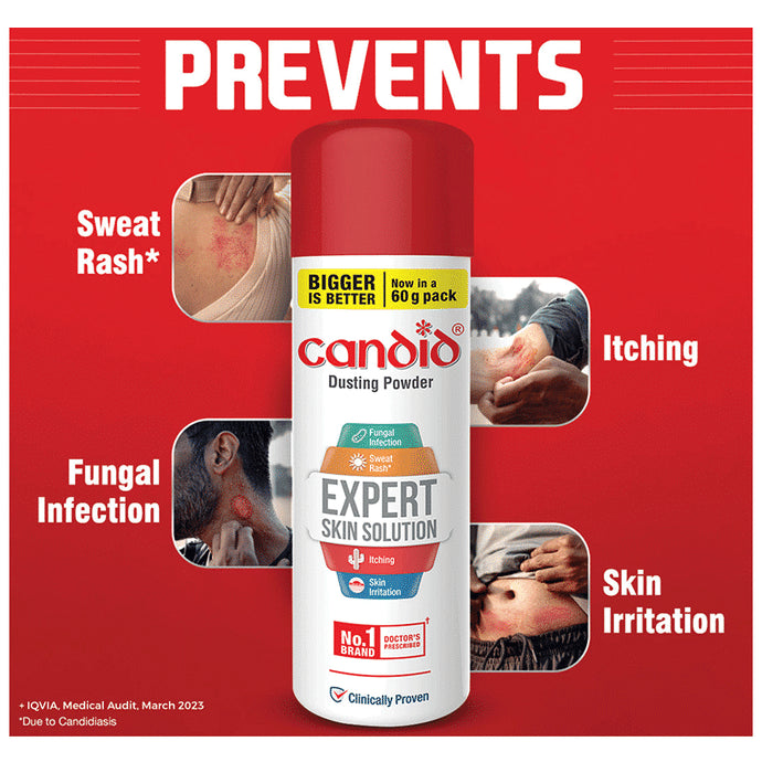 Candid Dusting Powder | Derma Care | Clinically Proven | For Fungal Infection, Sweat Rash, Skin Irritation & Itching