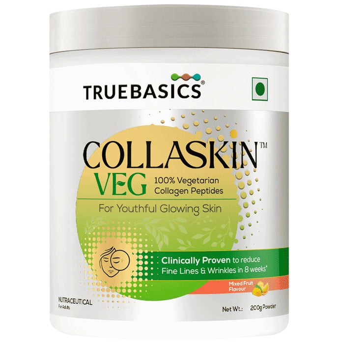 TrueBasics Collaskin Vegetarian Collagen Peptides for Youthful Glowing Skin Powder Mixed Fruit - Classic Derma