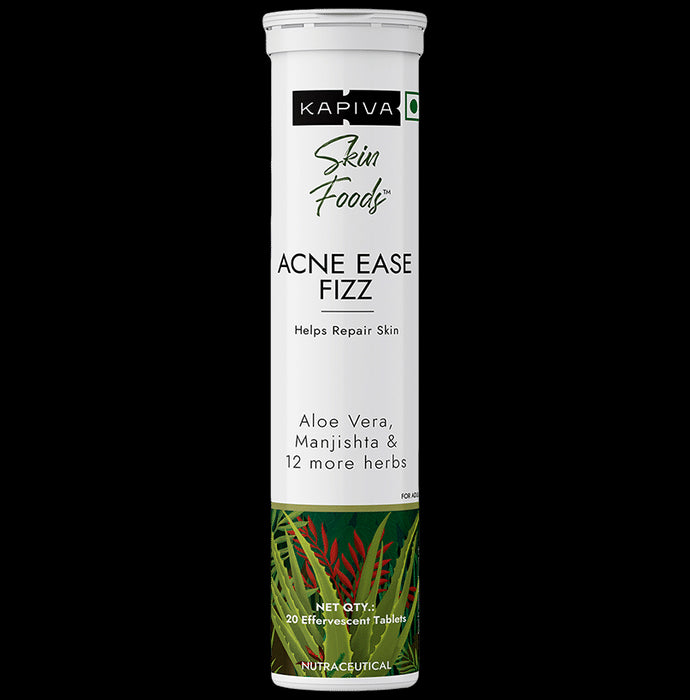 Kapiva Reduces Acne & Acne Marks Naturally | Skin Foods Acne Ease Fizz Effervescent Tablet - Classic Derma