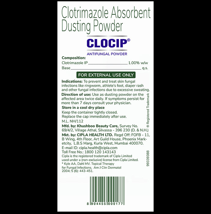 Clocip Anti Fungal Dusting Powder | For Skin Infections, Itching, Rashes Indian Khus with Kewda Extracts
