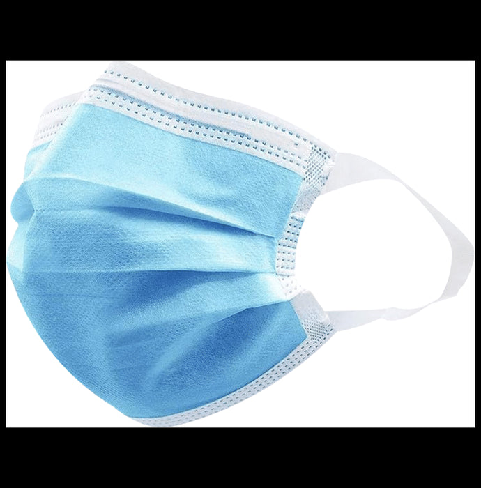 Mowell Blue Disposable 3 Layer with Nose Clip Elastic Earloop Face Mask Blue - Classic Derma