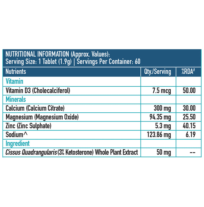 Healthkart HK Vitals Calcium+Magnesium+Zinc Tablet (60 Each)