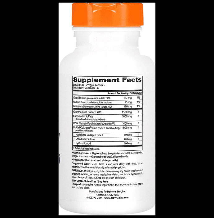 Doctor's Best Glucosamine Chondroitin MSM + Hyaluronic Acid Capsule | For Healthy Joints & Connective Tissue