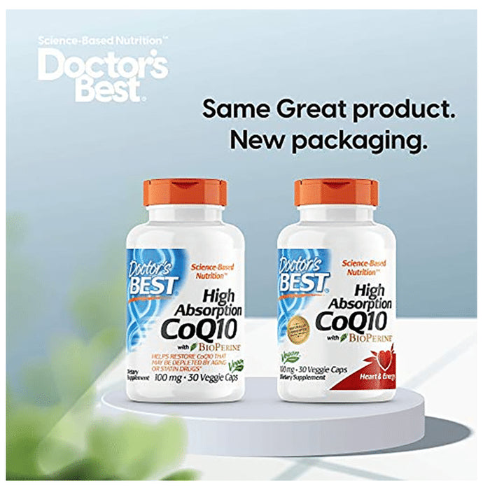 Doctor's Best High Absorption CoQ10 with Bioperine 100mg Veggie Caps | For Heart & Energy