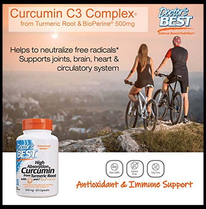 Doctor's Best High Absorption Curcumin C3 Complex and Bioperine 500mg Capsule