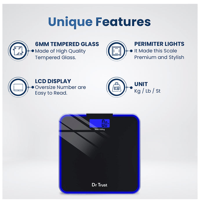 Dr Trust USA Electronic Supernova Digital Personal Weighing Scale Black