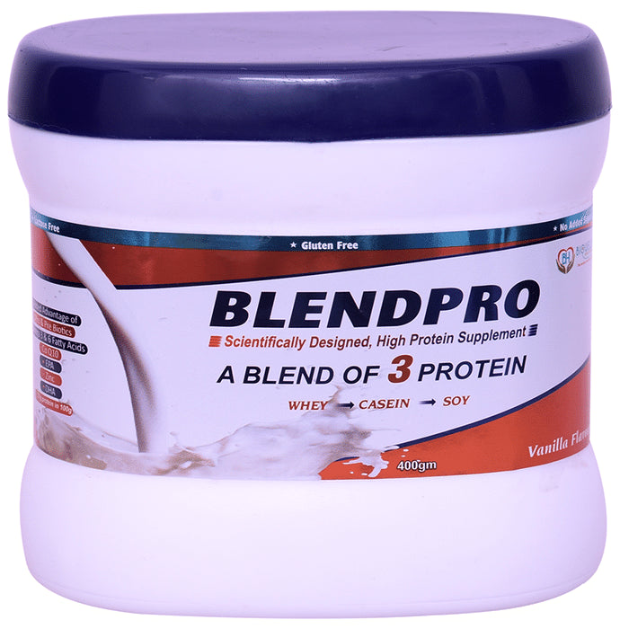 Blendpro High Protein Supplement with Whey, Casein & Soy | Flavour Vanilla Powder - Classic Derma
