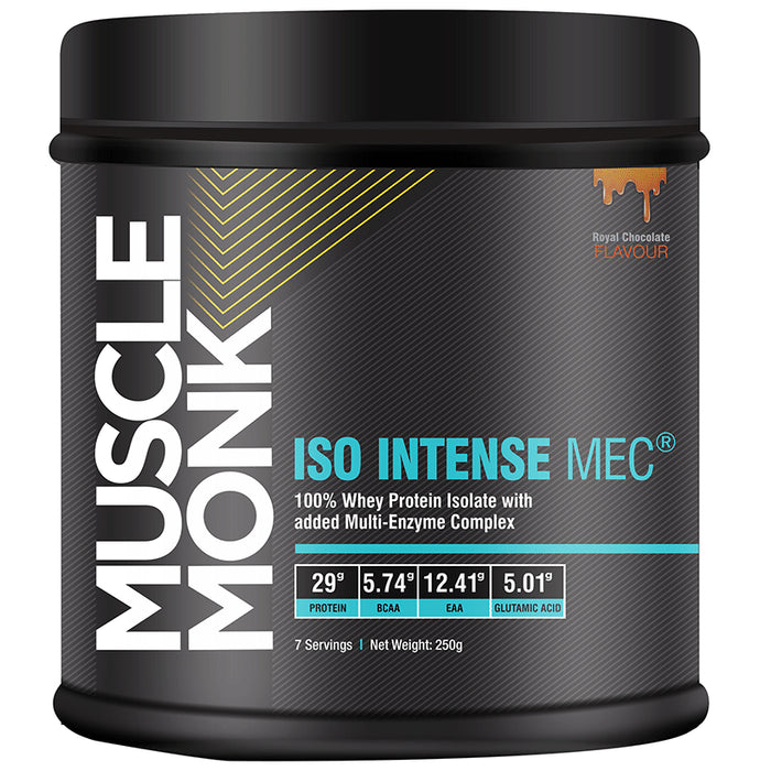 Muscle Monk ISO Intense MEC 100% Whey Protein Isolate with added Multi-Enzyme Complex Royal Chocolate - Classic Derma