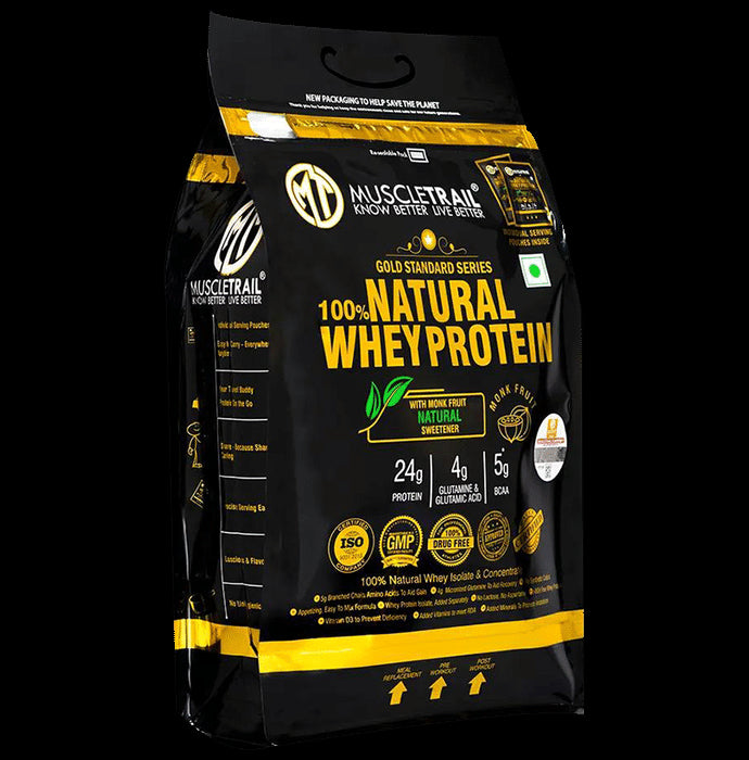 Muscle Trail Gold Standard Series 100% Natural Whey Protein Powder with Shaker Free - Classic Derma
