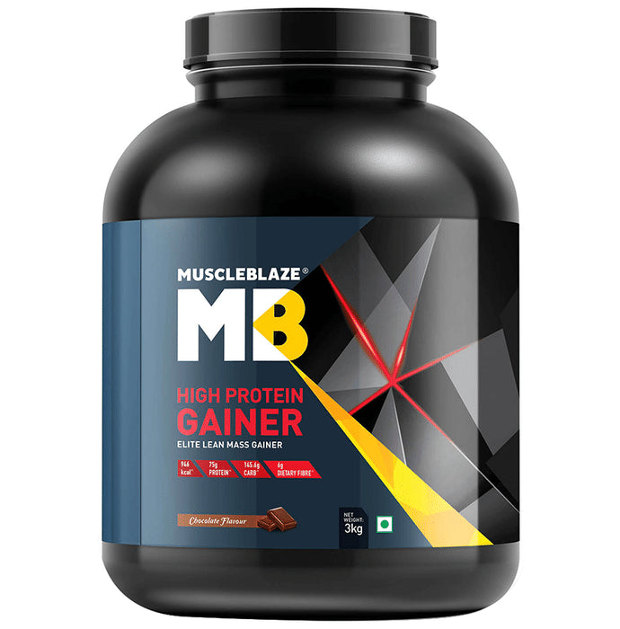 MuscleBlaze High Protein Lean Mass Gainer | With L-Glutamine & MCTs | No Added Sugar | Flavour Chocolate - Classic Derma