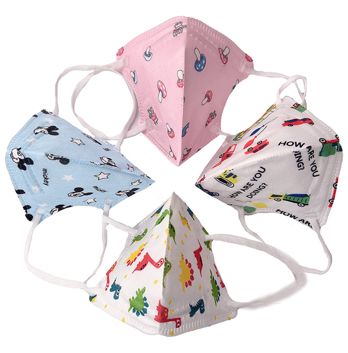 Advind Healthcare Smog Guard N95 Kids Mask without Valve for 4-12 Years Blue Mickey Mouse, Truck Print, Pink Mushroom & Animal Print Design - Classic Derma