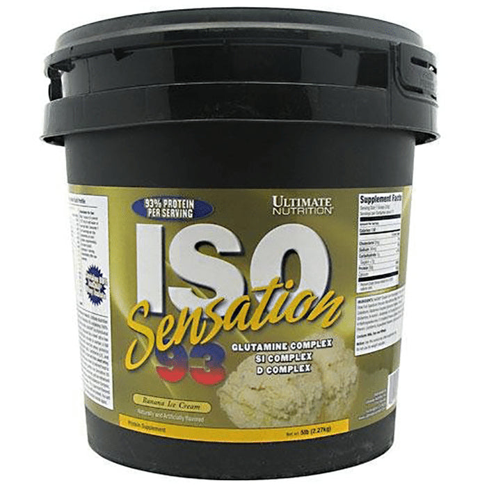 Ultimate Nutrition ISO Sensation 93 Whey Isolate Protein | Flavour Banana Ice Cream Powder - Classic Derma