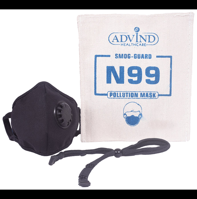 Advind Healthcare Smog Guard N99 Mask with 1 Valve Small Black - Classic Derma