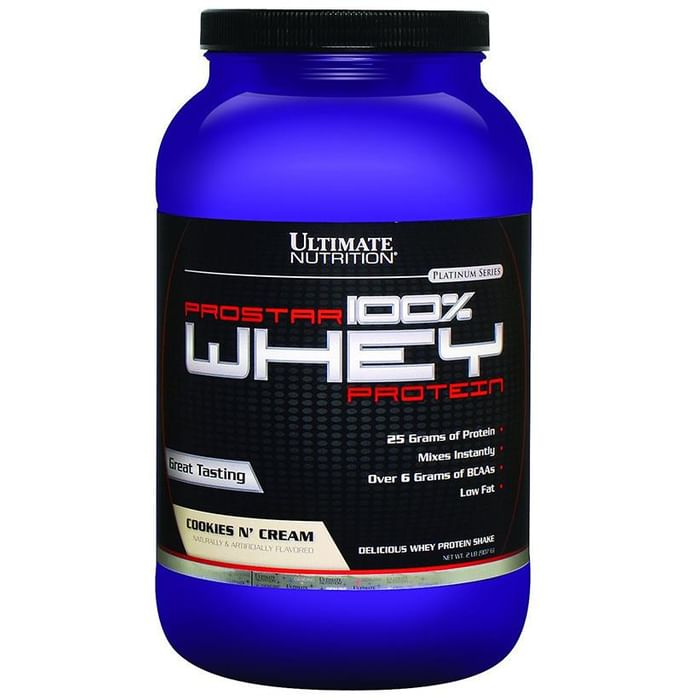 Ultimate Nutrition Prostar 100% Whey Protein for Muscle Recovery | Flavour Cookies & Cream Powder - Classic Derma