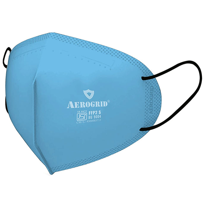 Aerogrid FFP2 Premium 6 Layer N95 Mask with Headband Converter Strip Blue with Black Ear Loop - Classic Derma