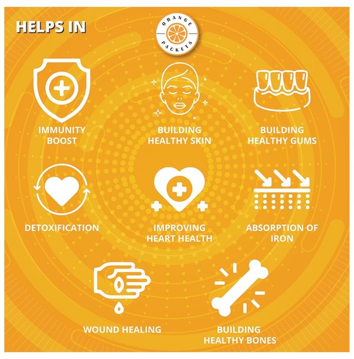 Orange Packets Natural Vitamin C & Zinc for Immunity, Detoxification, Skin & Gum Health | Flavour Orange Effervescent Tablet