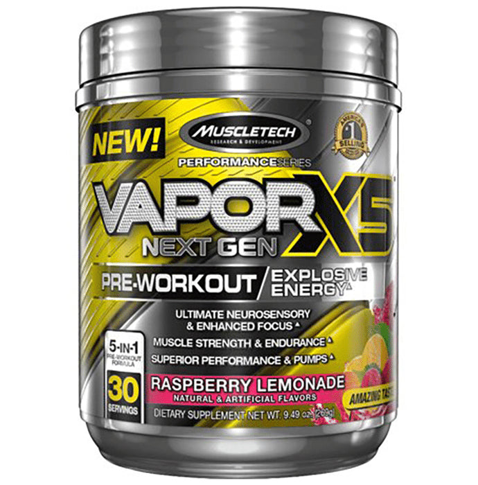 Muscletech Performance Series Vapor X5 Next Gen Pre-Workout Powder Raspberry Lemonade - Classic Derma