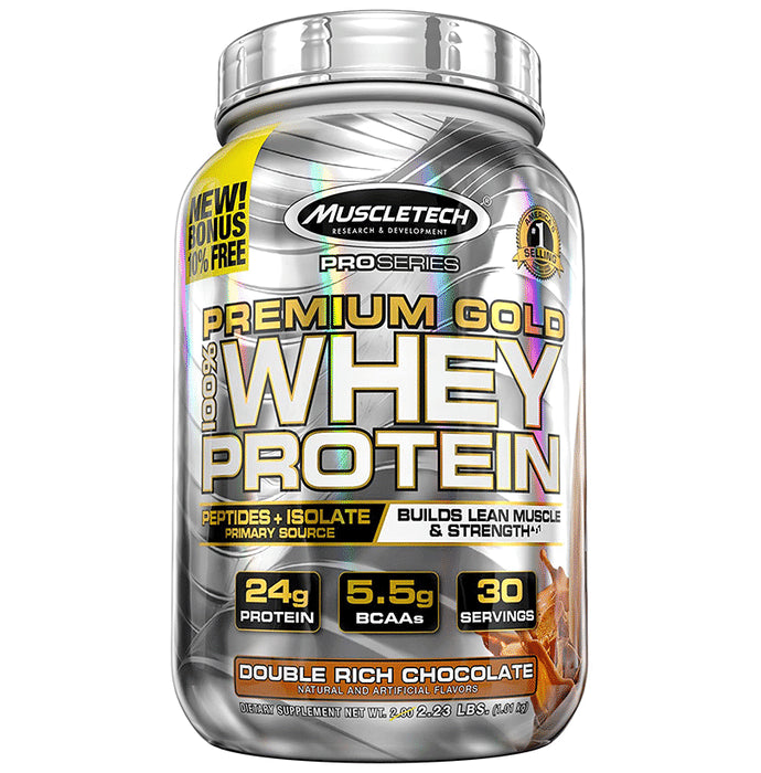 Muscletech Pro Series Premium Gold 100% Whey Protein Powder Double Rich Chocolate - Classic Derma