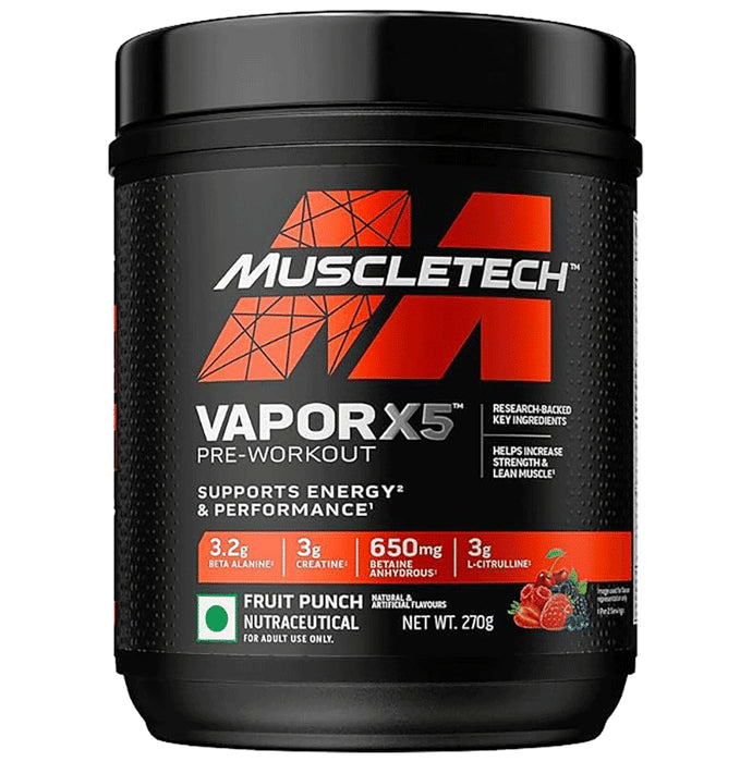 Muscletech Vapor X5 Pre workout Powder Fruit Punch - Classic Derma