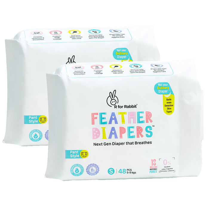 R for Rabbit Feather Diaper Pants Style (48 Each) Small - Classic Derma