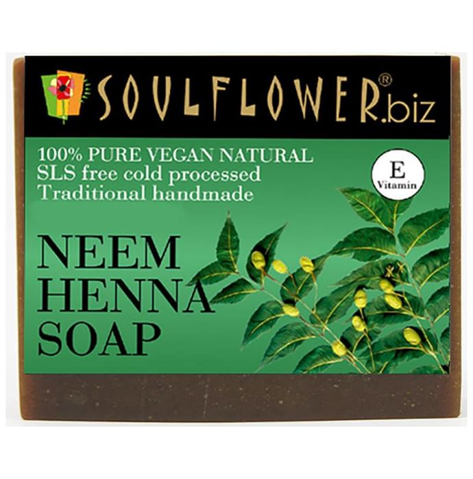 Soulflower Neem Henna Shampoo Bar Soap - Classic Derma
