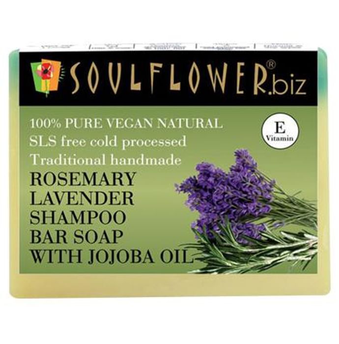 Soulflower Rosemary Lavender Shampoo Bar Soap with Jojoba Oil - Classic Derma