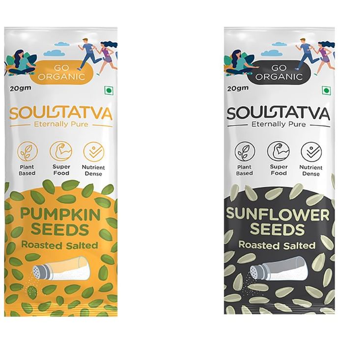 Soultatva Combo Pack of 6 Pumpkin Seeds & 6 Sunflower Seeds (20gm Each) - Classic Derma
