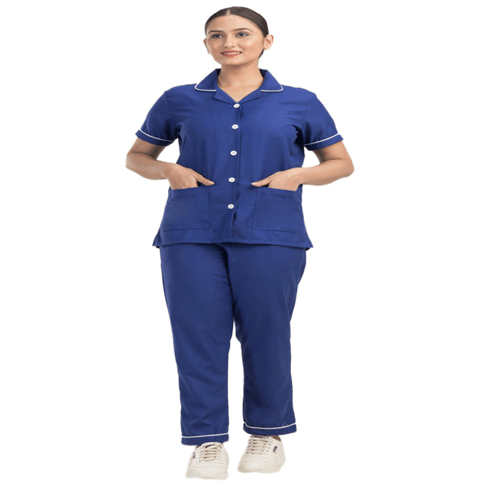 Agarwals Nurse Uniform Softn Comfy Pure Viscose Cotton Royal Blue Large - Classic Derma