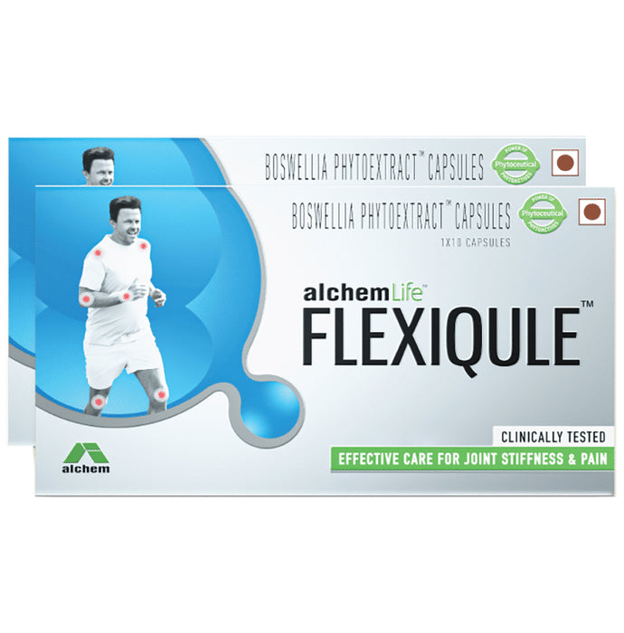 Flexiqule Capsule with Bosewellia Serrata & Ginger | For Joint Stiffness & Pain Relief (10 Each) - Classic Derma