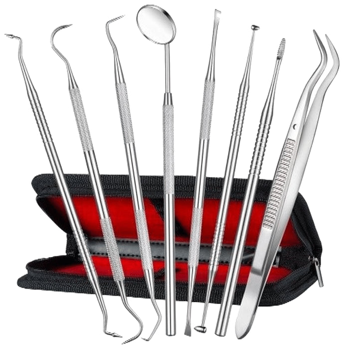 Agarwals Stainless Steel 8 Dental Hygiene Tool Set - Classic Derma