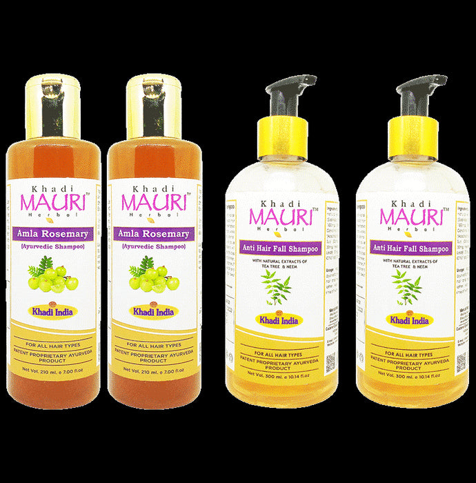 Khadi Mauri Herbal Combo Pack of Amla Rosemary & Anti Hair Fall Shampoo(210ml Each) - Classic Derma