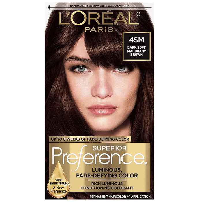 Loreal Superior Perference Luminous Face-Defying Color 4SM Dark Soft Mahogany Brown - Classic Derma