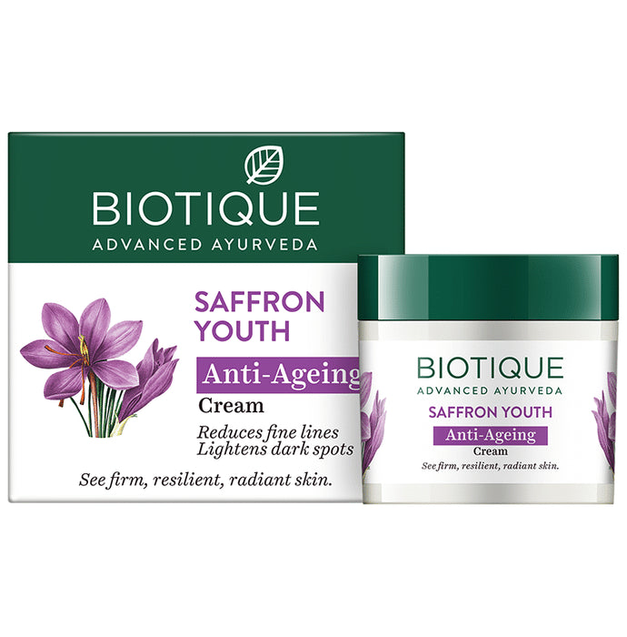 Biotique Saffron Youth Anti-Ageing Cream Reduces Fine Lines - Classic Derma