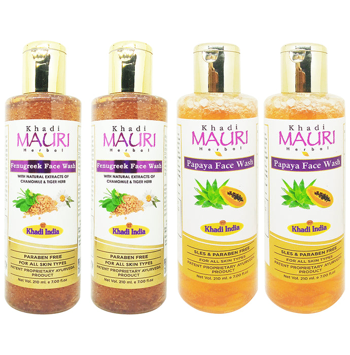 Khadi Mauri Herbal Papaya & Fenugreek Face Wash (210ml Each) - Classic Derma