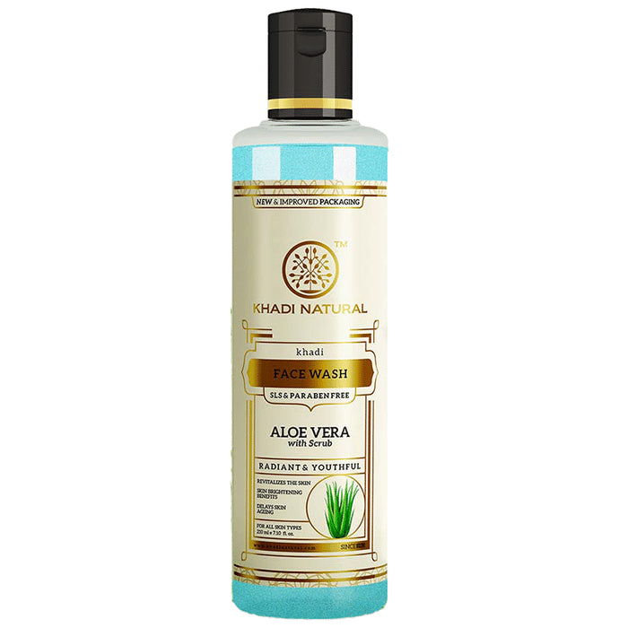 Khadi Naturals Ayurvedic Face Wash Aloevera with Scrub SLS & Paraben Free - Classic Derma