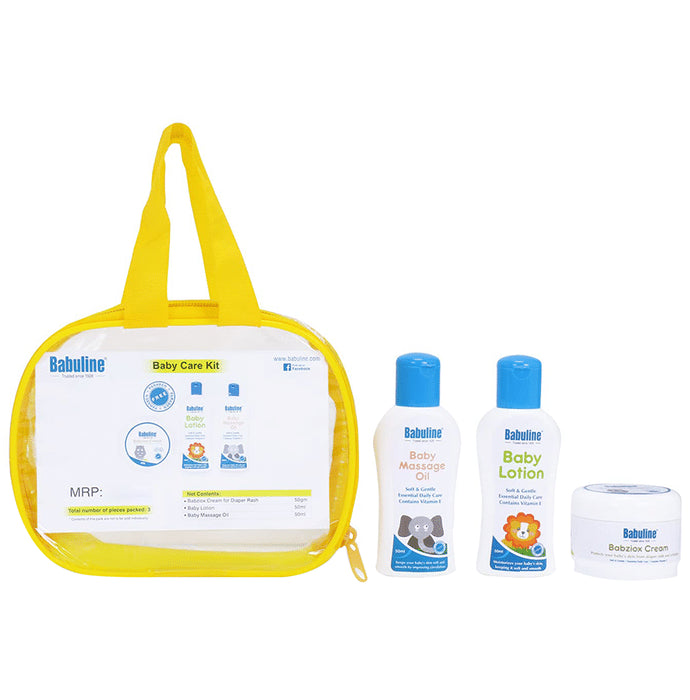Babuline Baby Care Kit | Baby Lotion, Baby Massage Oil & Babziox Cream | Newborn Baby Skin Care Kit | Baby First Gift Combo Set Bag - Classic Derma
