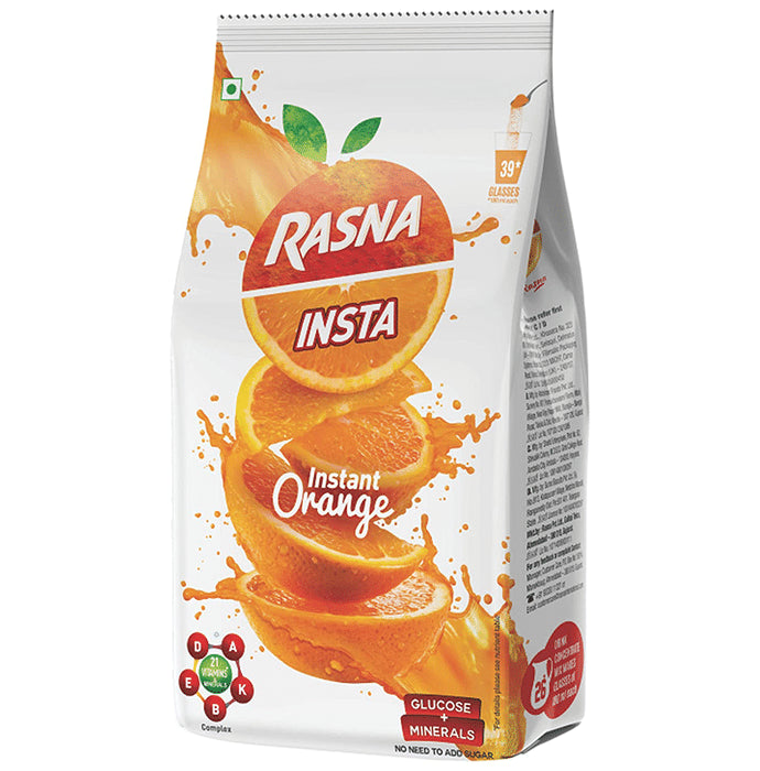 Rasna Insta with Glucose & Minerals | Flavour Instant Orange - Classic Derma