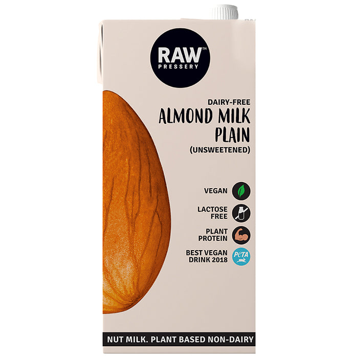 Raw Pressery Dairy-Free Almond Milk (1000ml Each) Plain (Unsweetened) - Classic Derma