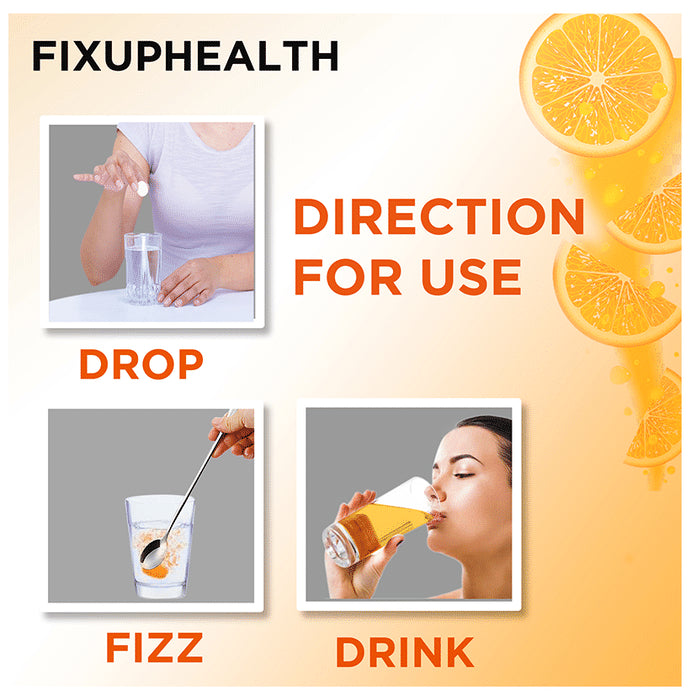 Fixuphealth Natural Amla 1000mg Vit C & Zinc Effervescent Tablet (20 Each) Orange