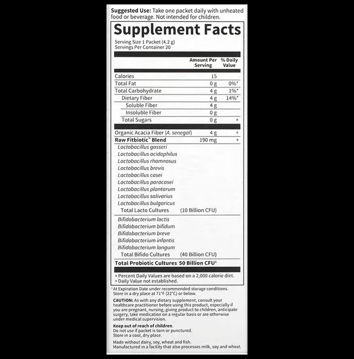 Garden of Life Dr. Formulated Probiotics Fitbiotic 14 Probiotic Strains Packets (4.2gm Each) Gluten and Sugar Free