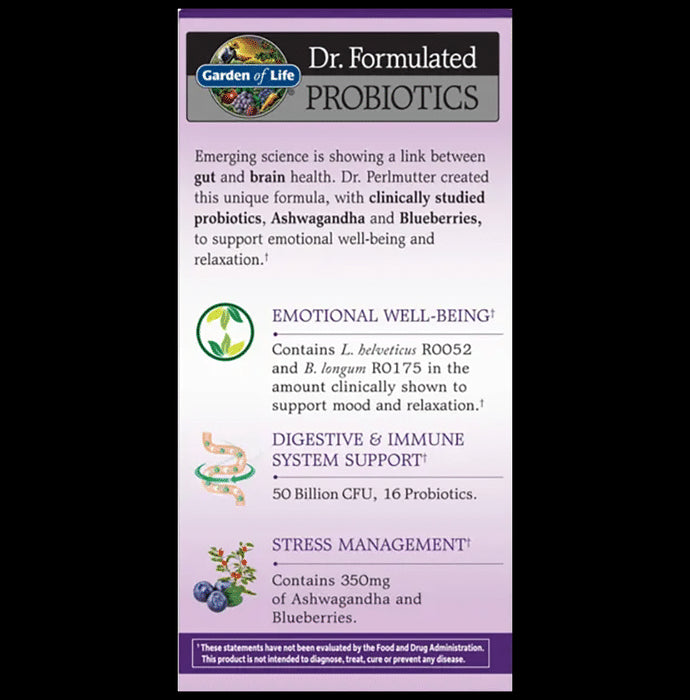 Garden of Life Dr. Formulated Probiotics Mood+ 16 Probiotic Strain Vegetarian Capsules Gluten Free