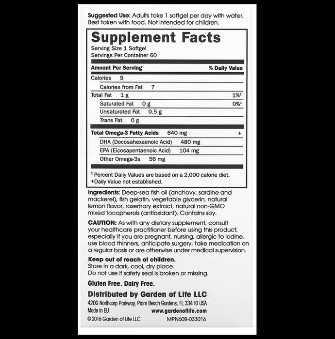 Garden of Life Supercritical Prenatal Omega-3 Fish Oil Sotgels