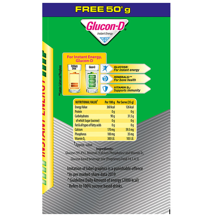 Glucon-D with Glucose, Calcium, Vitamin C & Sucrose | Nutrition Booster