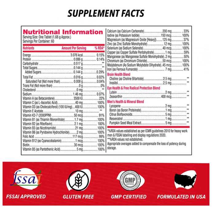 GNC Mega Men One Daily Multivitamin for Muscle Performance, Immunity & Brain Health | Tablet