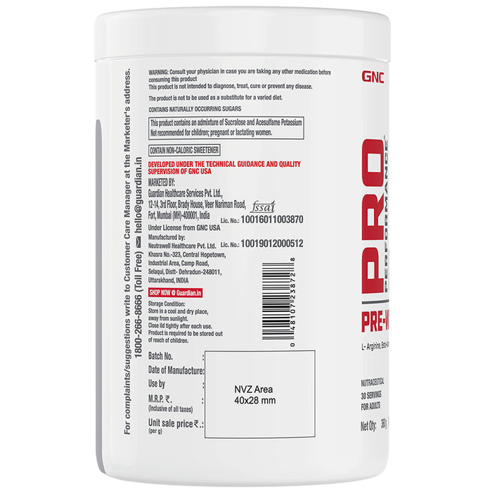 GNC Pro Performance Pre-Workout Powder Blue Raspberry