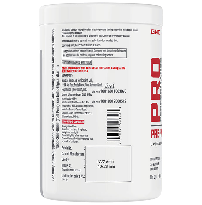 GNC Pro Performance Pre-Workout Powder Fruit Punch